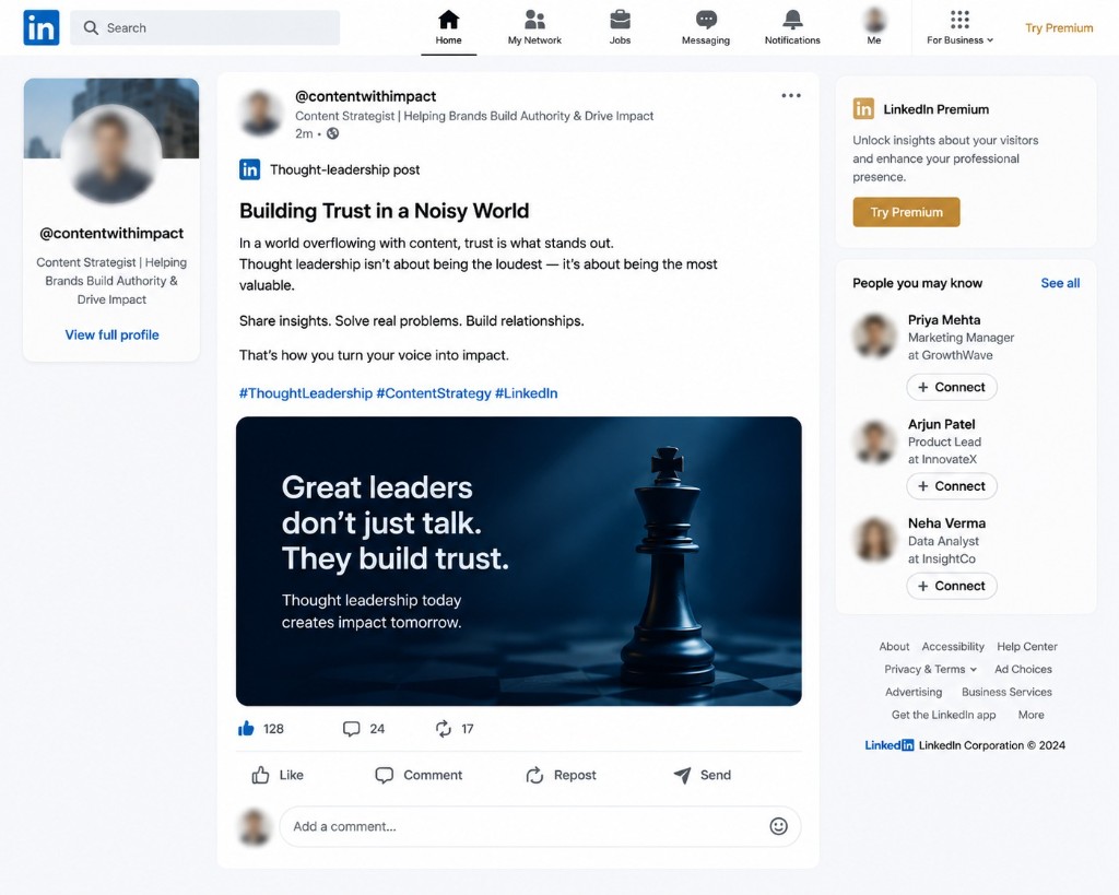 CopyUp-generated LinkedIn post example